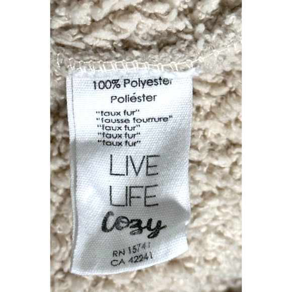 PJ Salvage Cream Oatmeal Sherpa Button Front Cardigan XS Small "Peace Love Hope" - Picture 7 of 7